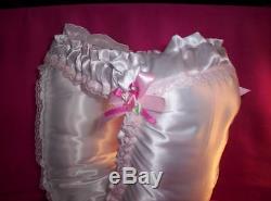 Lacey Full Size Baby Sissy White Satiny Waddle Panty Diaper Have Fun Waddling