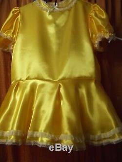 Ladiessissymaidsadult Babyunisex Yellow Satin & Lace Dress Nix & Petticoat