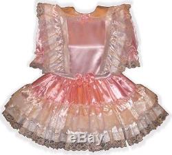 Lisa Custom Fit SATIN & Lace Ruffles Adult LG Baby Sissy Dress LEANNE