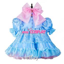 Lockable adult Sissy baby Maid Satin dress unisex CD/TV Tailor-madeG3806/G243
