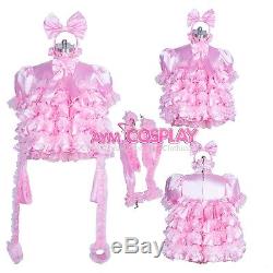 Lockable adult Sissy baby Satin dress/Romper Unisex CD/TV Tailor-madeG3727/G376