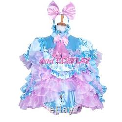 Lockable adult Sissy baby Satin dress/Romper Unisex CD/TV Tailor-madeG3727/G376