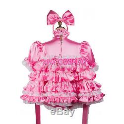 Lockable adult Sissy baby Satin dress Unisex CD/TV Tailor-madeG2424