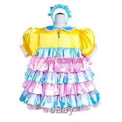 Lockable adult sissy baby mini satin candy color dress Tailor-madeG4007