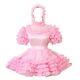 Lockable Baby Sissy Maid Satin Pink Puffy Dress Cosplay Costume Tailor-made Set