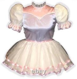 Lucia Custom Fit Pink & Lilac Satin Organza Adult Baby Sissy Dress Leanne's