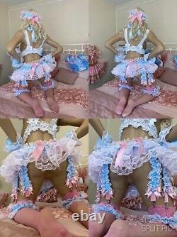 Luxury Satin Lace Sissy Maid Adult Baby 8 Strap Tu Tu Suspender Garter Belt