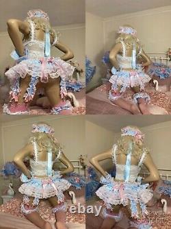 Luxury Satin Lace Sissy Maid Adult Baby 8 Strap Tu Tu Suspender Garter Belt