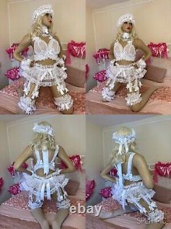 Luxury See Through Lace Organza Sissy Bride Adult Baby 8 Strap Suspender Belt