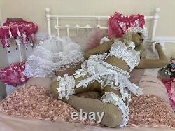 Luxury See Through Lace Organza Sissy Bride Adult Baby 8 Strap Suspender Belt