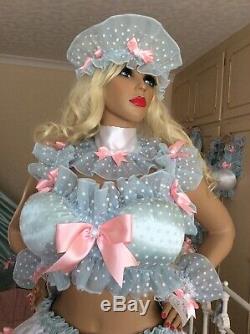 Luxury Silky Satin Frilly Polkadot Lace Sissy Maid Adult Baby Doll Padded Bra