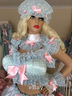 Luxury Silky Satin Frilly Polkadot Lace Sissy Maid Adult Baby Doll Padded Bra