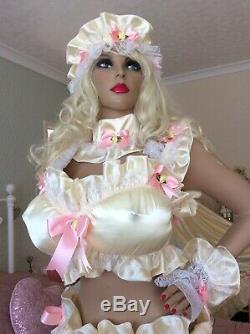 Luxury Silky Satin Frilly Sissy Maid Adult Baby Doll Jingle Nipple Padded Bra