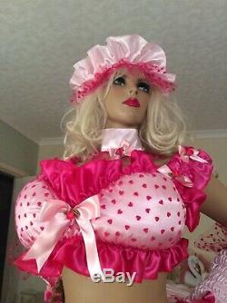Luxury Silky Satin Heart Frill Sissy Maid Adult Baby Doll Padded Bra