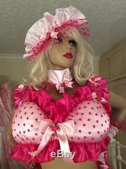 Luxury Silky Satin Heart Frill Sissy Maid Adult Baby Doll Padded Bra