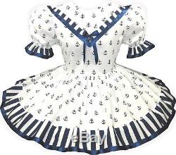 Lydia Custom Fit White Sailorette Nautical Adult Baby LG Sissy Dress LEANNE