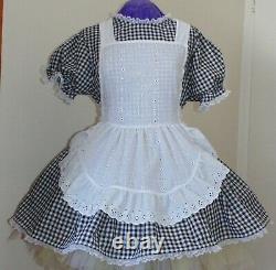Maid Black Gingham Sissy Lolita Adult Baby Dress Costume Aunt D