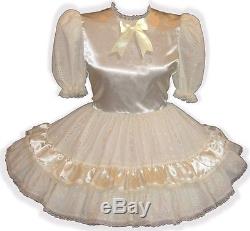Martha Custom Fit Ivory SATIN EYELET Adult LG Baby Sissy Dress LEANNE