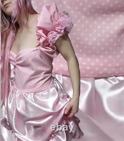 Men's Sissy Baby Pink unisex Dress Ruffled lace Puffed sleeves all Sizes