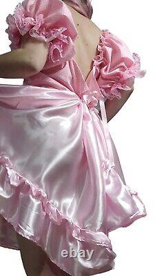 Men's Sissy Baby Pink unisex Dress Ruffled lace Puffed sleeves all Sizes
