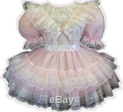 Millie Custom Fit LACY PINK SHEER Adult LG Baby Sissy Dress LEANNE