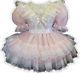 Millie Custom Fit Lacy Pink Sheer Adult Lg Baby Sissy Dress Leanne