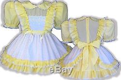 Myrna Custom Fit YELLOW Eyelet Daisies Adult LG Baby Sissy Dress & Sash LEANNE
