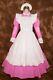 New Adult Baby Sissy Maid Pink Pvc Dress Lockable Uniform Cosplay