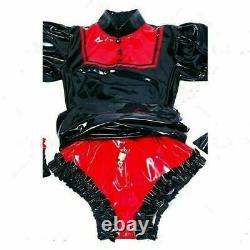 NEW adult baby sissy Maid black PVC Dress lockable TV Romper Tailor-made