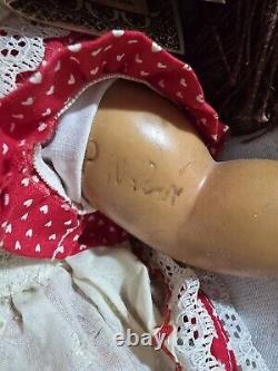 Naber Kids Doll Sissi #2361 Long Brown Hair Signed Wood 1988 Hand Made 18 COA