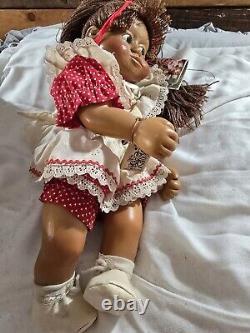 Naber Kids Doll Sissi #2361 Long Brown Hair Signed Wood 1988 Hand Made 18 COA