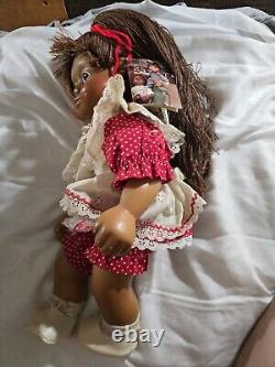 Naber Kids Doll Sissi #2361 Long Brown Hair Signed Wood 1988 Hand Made 18 COA