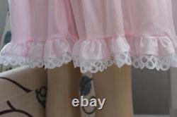 Neljen Adult SiSsy BaBy Fancy Nylon Vintage Slip Dress PINK Tricot Lace