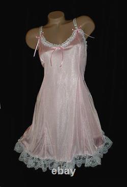Neljen Adult SiSsy BaBy Fancy Nylon Vintage Slip Dress PINK Tricot from M-2XL