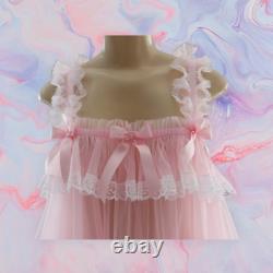 Neljen Adult Sissy Baby Doll Dress Nylon Chiffon & Lots of Lace Sz. LARGE