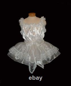 Neljen Adult Sissy Baby Doll Satin SLIP Dress w Organza Skirt Sash Lots of Lace