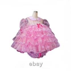 New Cosplay Pink Adult Sissy Baby Ruffle Dress Maid Costume Customization