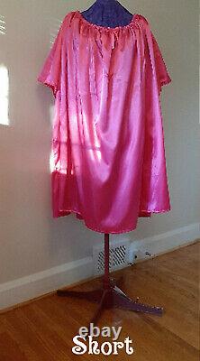 Nightgown Hot Pink, Satin Nightie, Short, short sleeve, Adult Baby, Sissy Custom