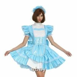 PVC Sissy Girl Maid Lockable Baby Blue Dress cosplay Costumes Tailor-made