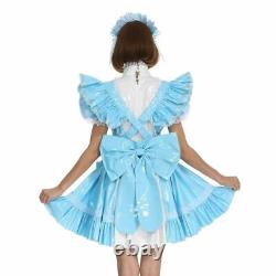 PVC Sissy Girl Maid Lockable Baby Blue Dress cosplay Costumes Tailor-made
