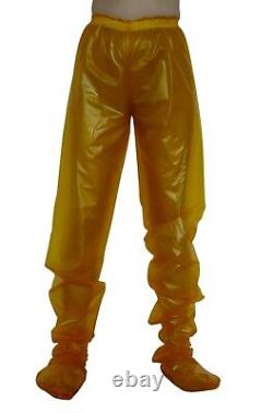 PVC Vinyl Trousers Tights Bottoms Enclosed Feet Rompers Orange Roleplay
