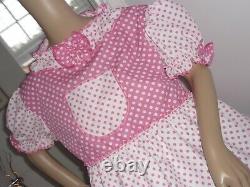 Pink White Spot Sissy Adult Baby Play Dress And Matching Panties & Cuffs