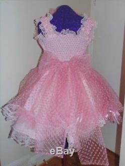 Polka Dot Tulle Pink Lolita Sissy Adult Baby Dress Aunt D