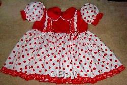 Pretty Adult Sissy Baby Dotted Red & White Dress By Bertabess