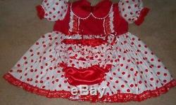 Pretty Adult Sissy Baby Dotted Red & White Dress By Bertabess