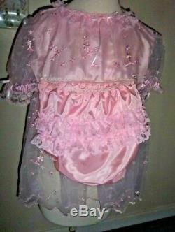 Pretty Adult Sissy Baby Pink Embroidery Organdy Dress Set By Bertabess'
