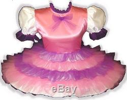 Priscilla Custom Fit Pink Purple Satin Tulle Adult LG Sissy Baby Dress LEANNE