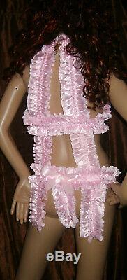 Prissy Sissy Maid Adult Baby CD/TV Lockable Slave Pant Trap, Suspender Playsuit