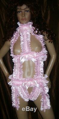 Prissy Sissy Maid Adult Baby CD/TV Lockable Slave Pant Trap, Suspender Playsuit