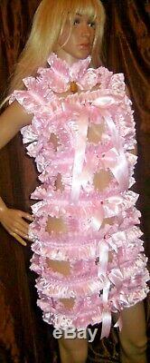Prissy Sissy Maid Adult Baby CD/TV Lockable Spanky Dress & Padlock
